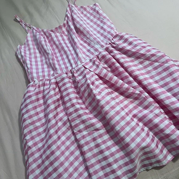 Barbie movie inspired costume Pink and White Buttoned A-Line Sundress - Picture 3 of 5
